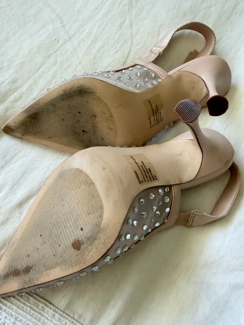 Steve Madden Diamond Rhinestone and Nude Mesh Stiletto Heels - SIZE 7